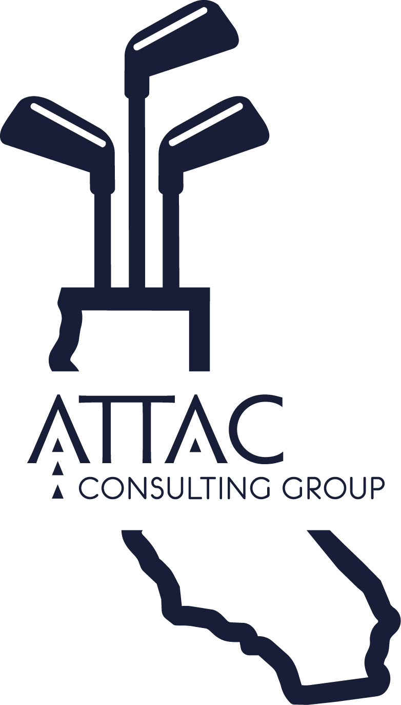 ATTAC Consulting Group logo with a golf bag in the shape of California for CAHP 2026